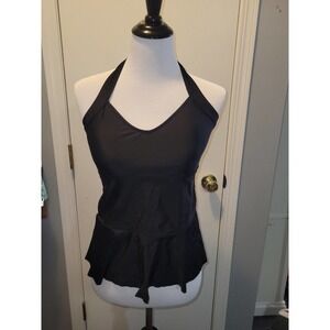 NWT Black halter Tankini Bikini swimsuit top medium
